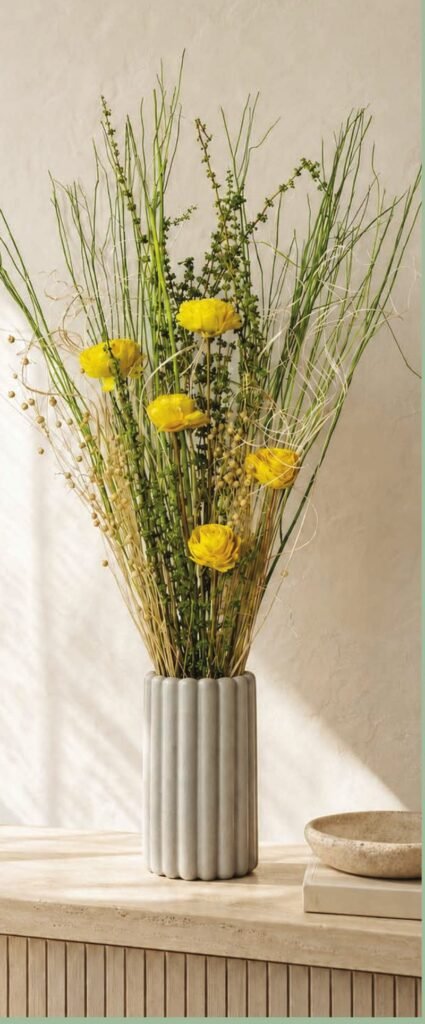 Dried botanicals styled in a vase